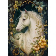 DUTCH LADY DESIGNS GREETING CARD White Horse 